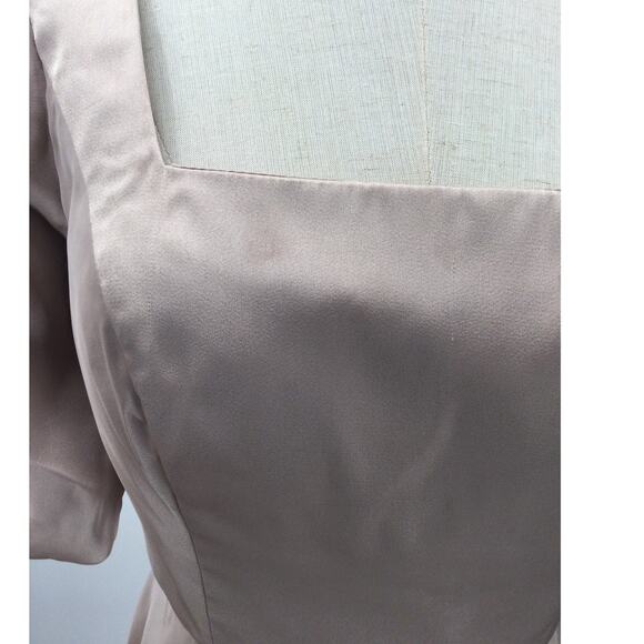 FORMAL PARTY AW SZ 6 S Taupe Etta Satin Prom Party A-line Maxi Dess New b87 - Picture 4 of 10